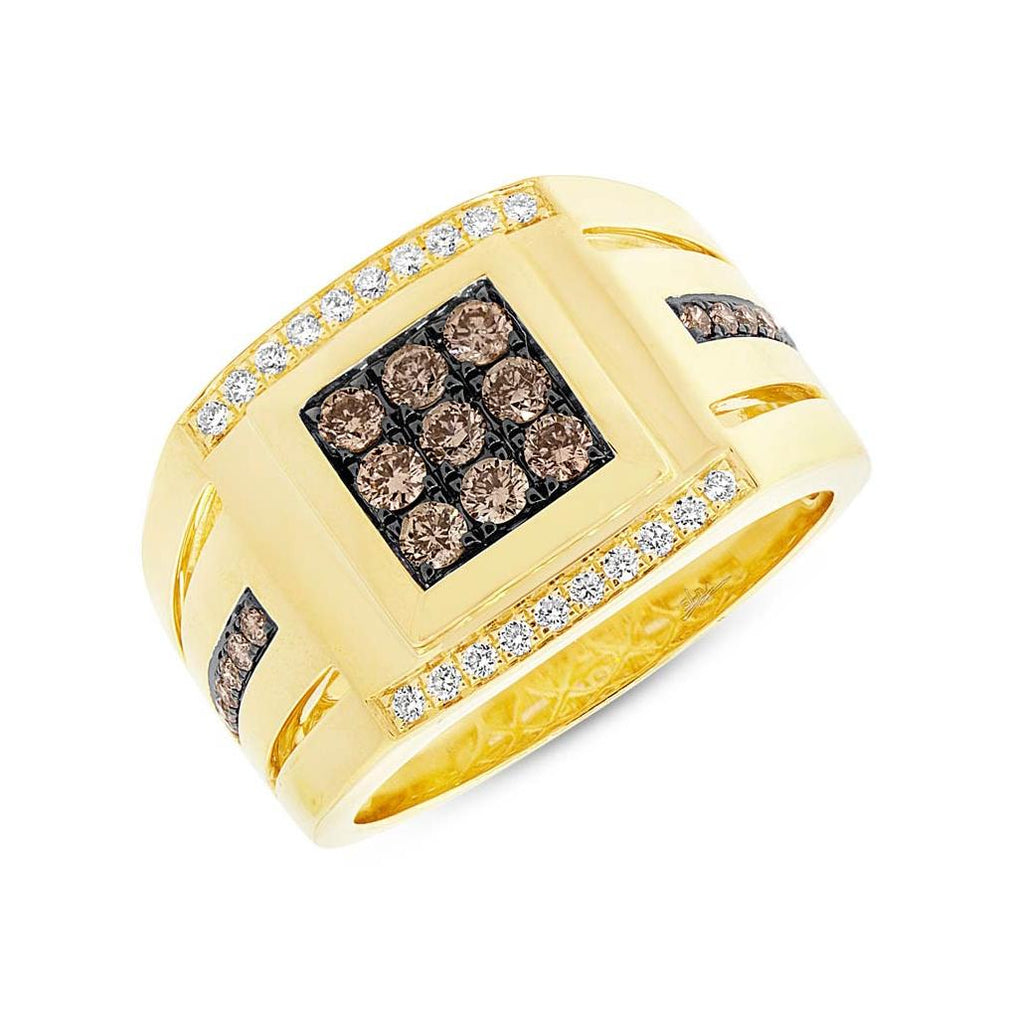 0.82 Ctw 14k Yellow Gold Champagne Diamond Mens Wedding Band Ring