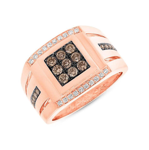 0.82 Ctw 14k Rose Gold Champagne Diamond Mens Wedding Band Ring