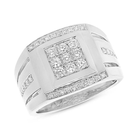 0.79 Ctw 14k White Gold Diamond Mens Wedding Band Ring