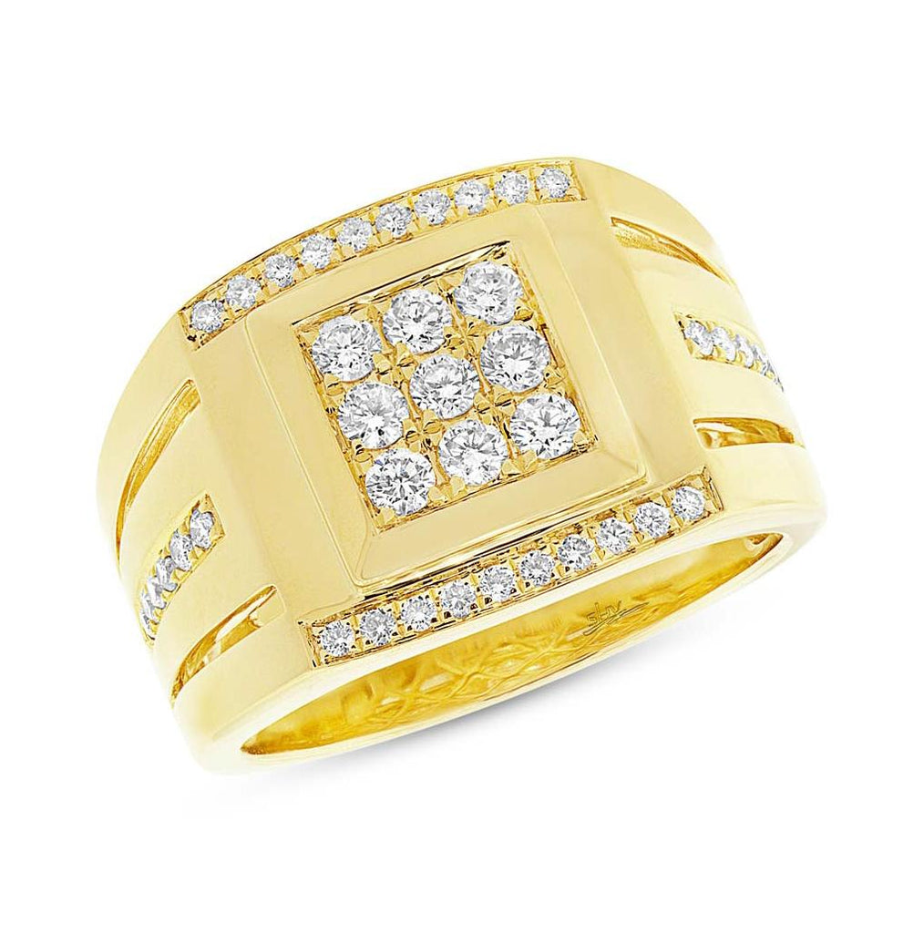 0.79 Ctw 14k Yellow Gold Diamond Mens Wedding Band Ring