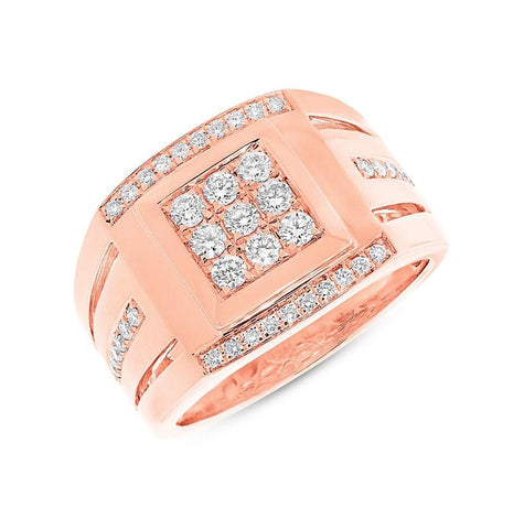 0.79 Ctw 14k Rose Gold Diamond Mens Wedding Band Ring