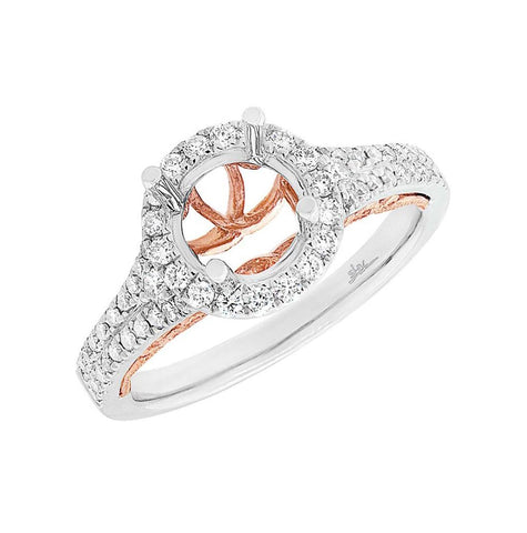 0.46 Ctw 14k Two-tone Rose Gold Diamond Semi-mount Ring