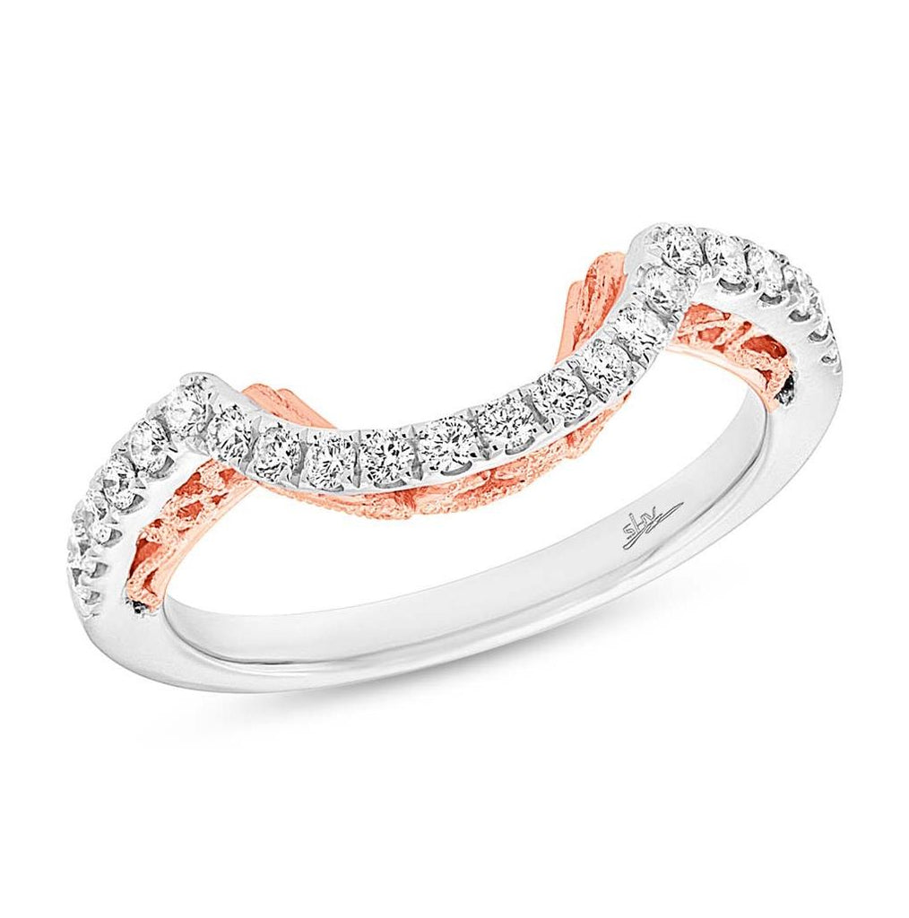 0.21 Ctw 14k Two-tone Rose Gold Diamond Shadow Band