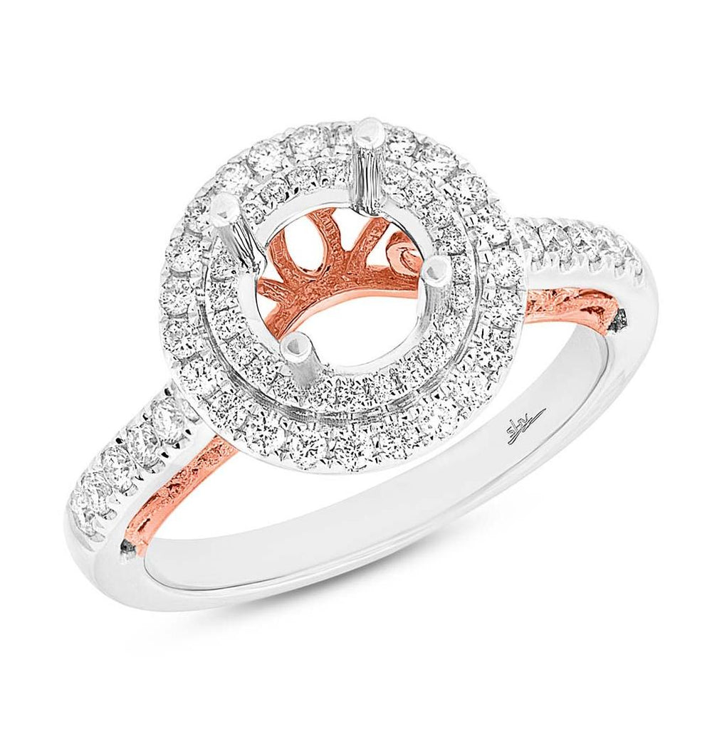 0.70 Ctw 14k Two-tone Rose Gold Diamond Semi-mount Ring