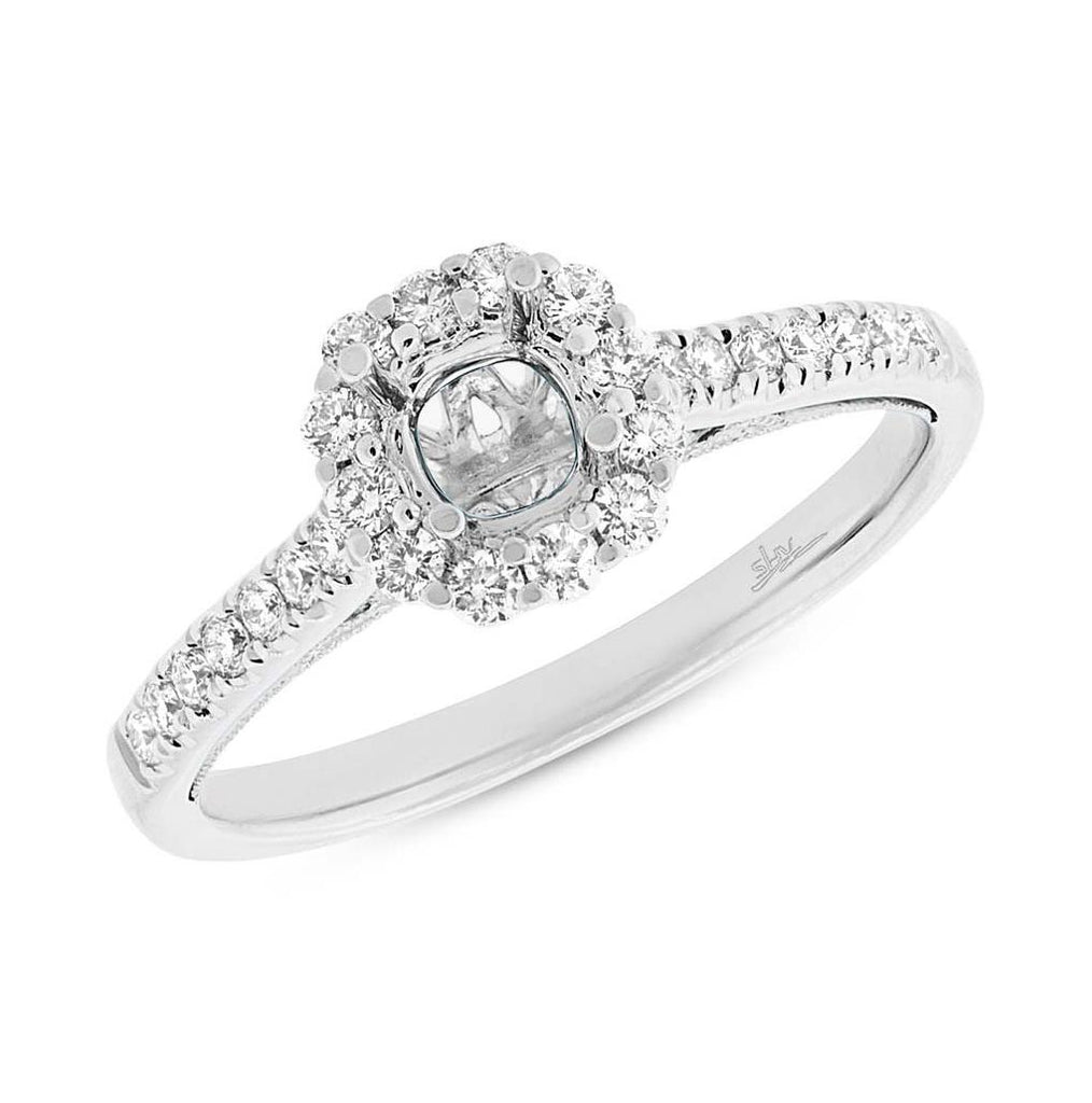 0.34 Ctw 18k White Gold Diamond Semi-mount Ring For 0.50 Ctw Center Size 6.5