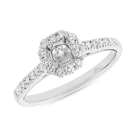 0.34 Ctw 18k White Gold Diamond Semi-mount Ring For 0.50 Ctw Center Size 6.5