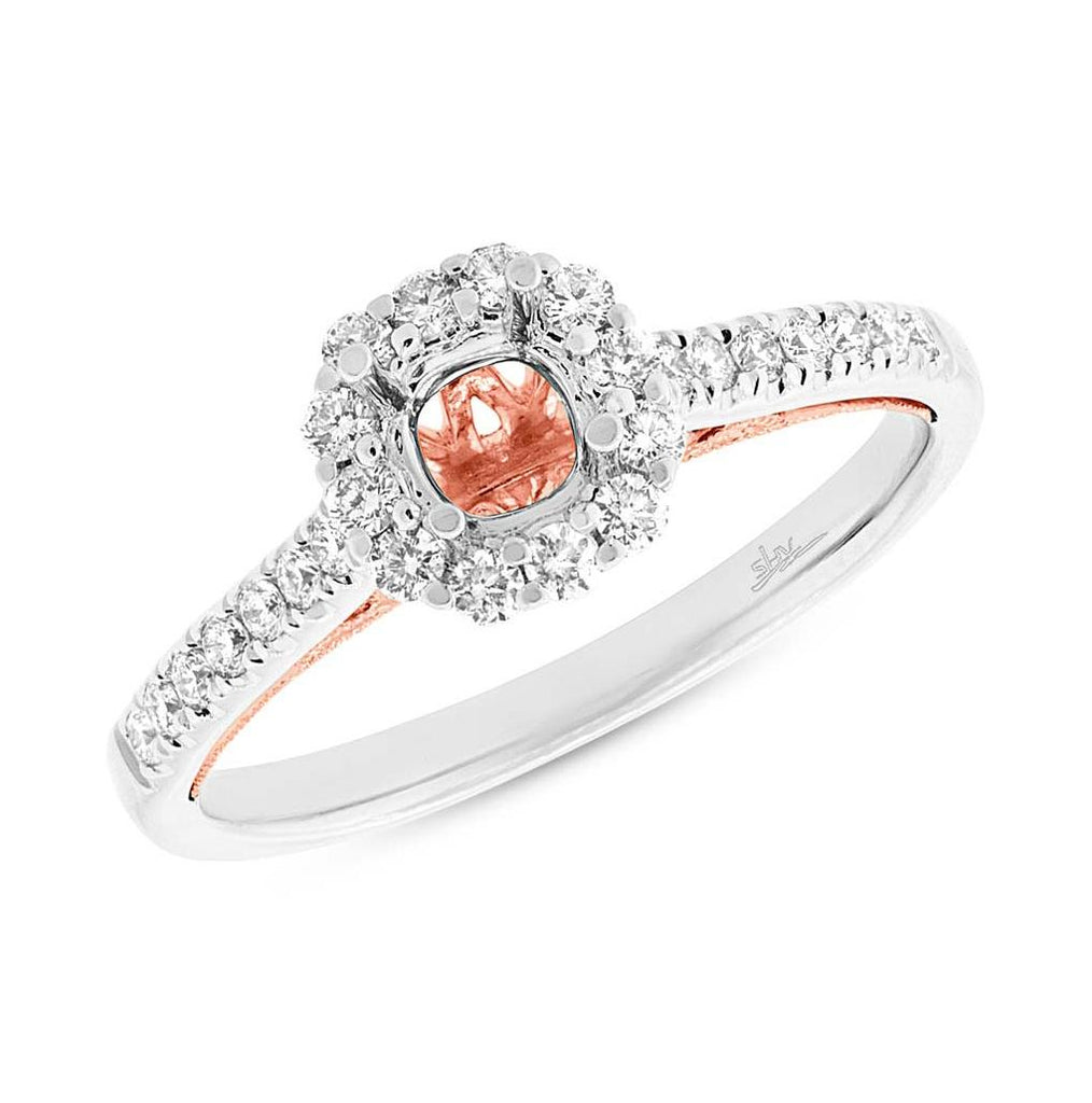 0.34 Ctw 18k Two-tone Rose Gold Diamond Semi-mount Ring For 0.50 Ctw Center Size 6.5