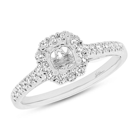 0.48 Ctw 18k White Gold Diamond Semi-mount Ring For 0.75 Ctw Center Size 6.5