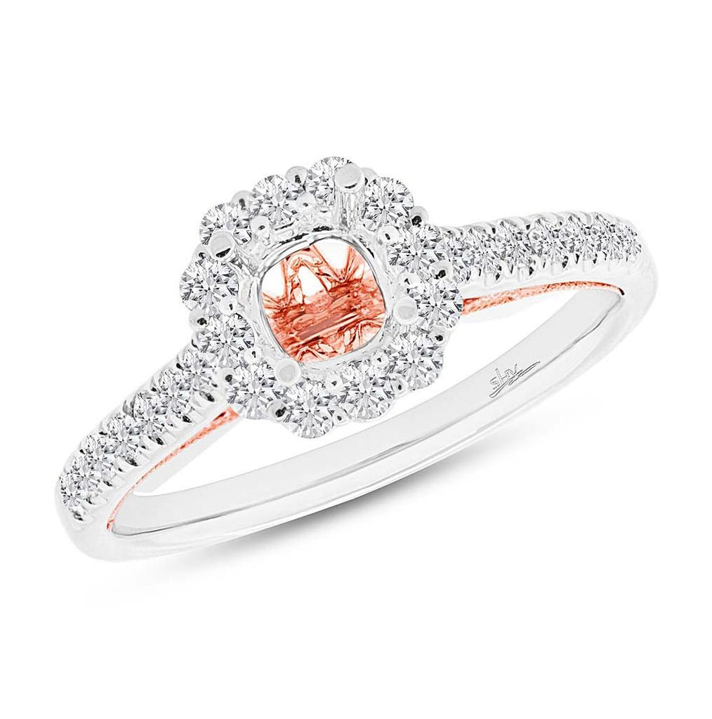 0.48 Ctw 18k Two-tone Rose Gold Diamond Semi-mount Ring For 0.75 Ctw Center