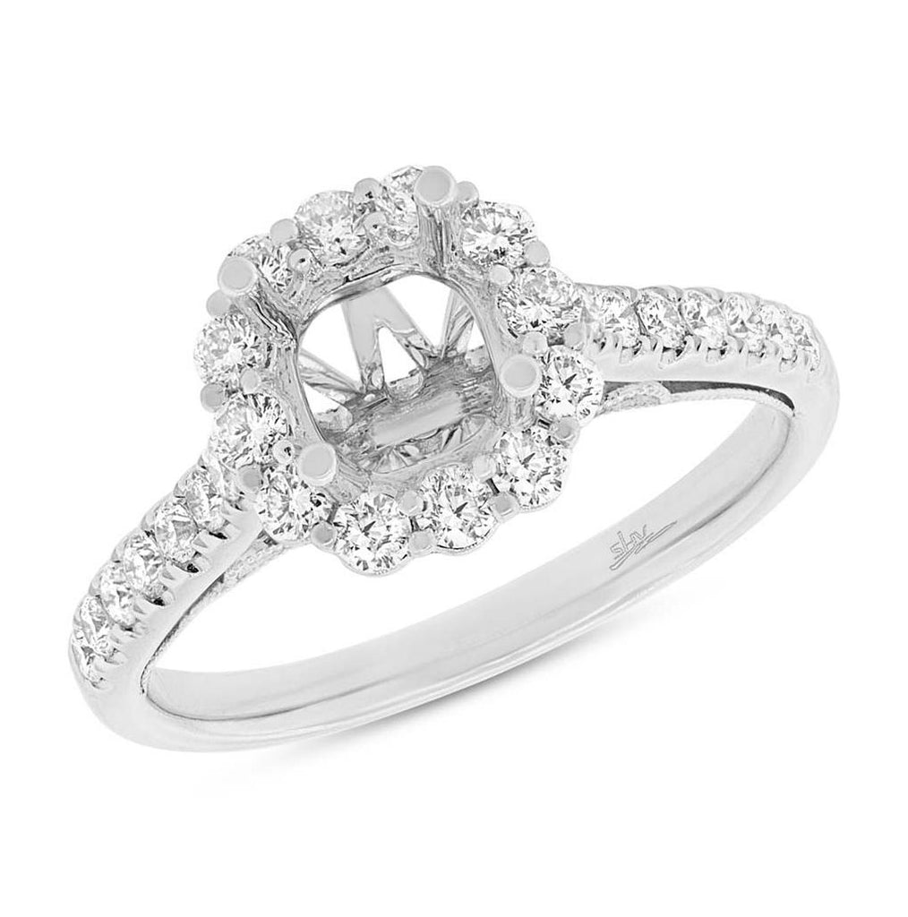 0.59 Ctw 18k White Gold Diamond Semi-mount Ring For 1.00 Ctw Center Size 6.5