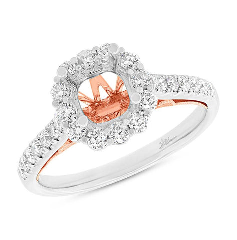 0.59 Ctw 18k Two-tone Rose Gold Diamond Semi-mount Ring For 1.00 Ctw Center Size 6.5