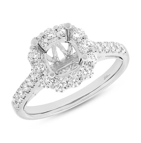 0.81 Ctw 18k White Gold Diamond Semi-mount Ring For 1.50 Ctw Center Size 6.5