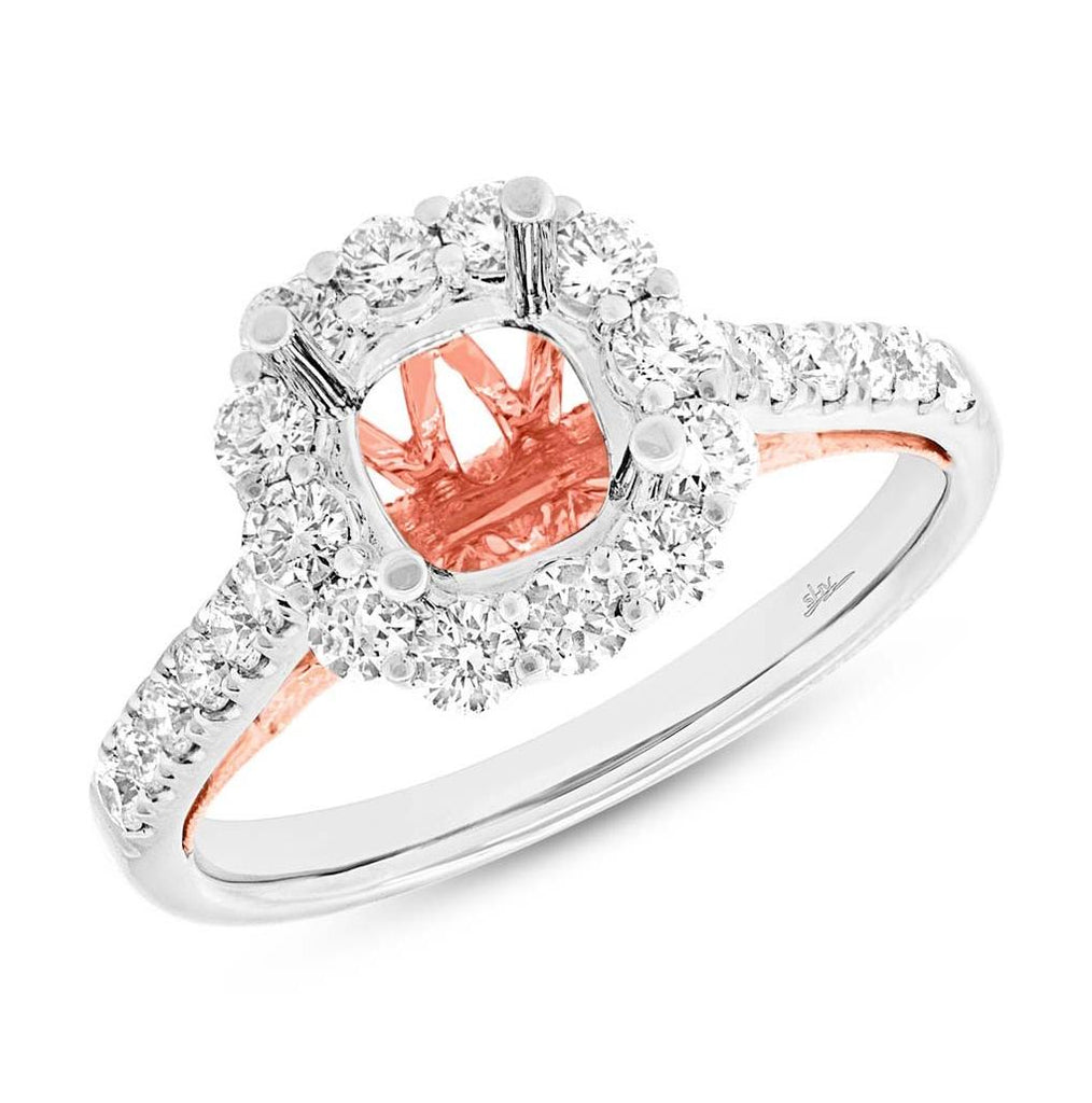 0.81 Ctw 18k Two-tone Rose Gold Diamond Semi-mount Ring For 1.50 Ctw Center Size 6.5