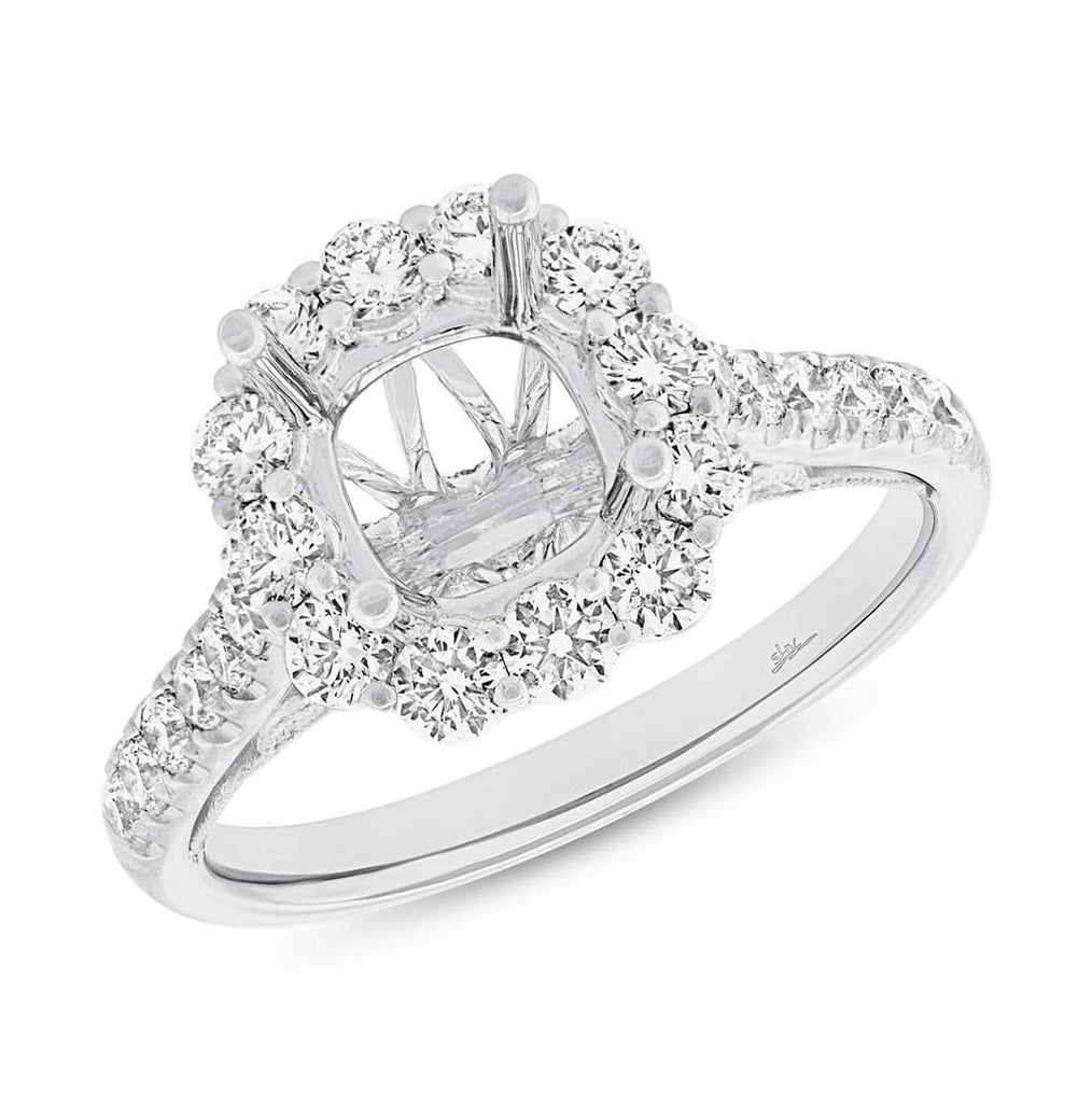 1.01 Ctw 18k White Gold Diamond Semi-mount Ring For 2.00 Ctw Center Size 6.5