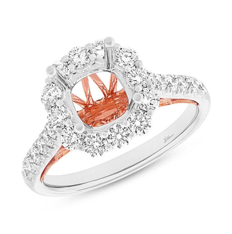 1.01 Ctw 18k Two-tone Rose Gold Diamond Semi-mount Ring For 2.00 Ctw Center Size 6.5