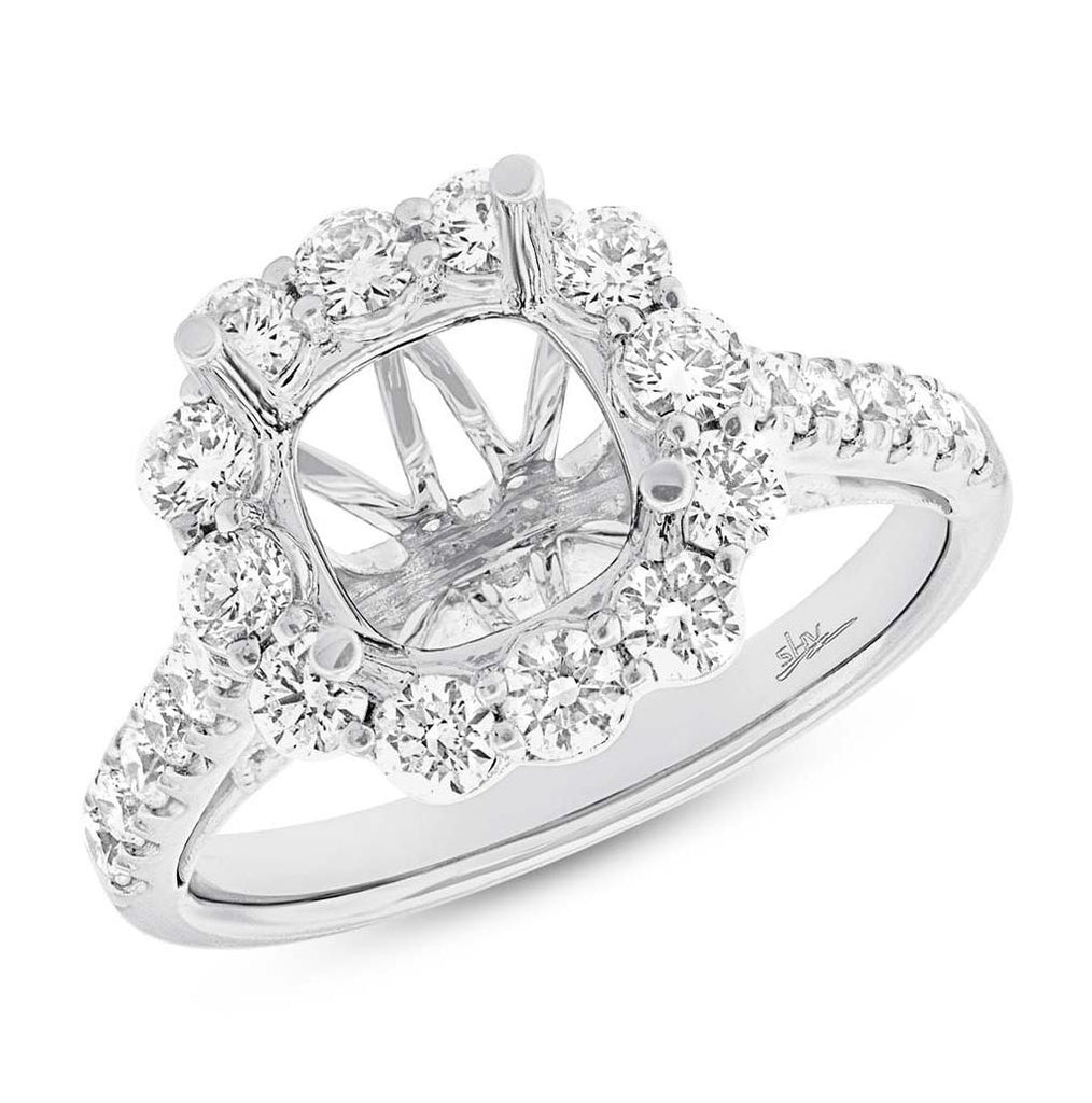 1.08 Ctw 18k White Gold Diamond Semi-mount Ring For 3.00 Ctw Center