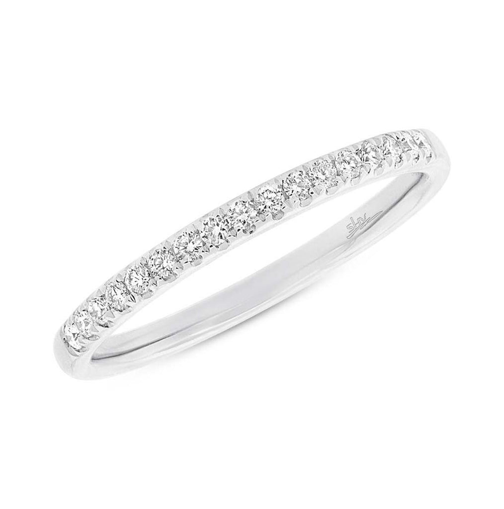 0.17 Ctw 18k White Gold Diamond Womens Band Size 6.5