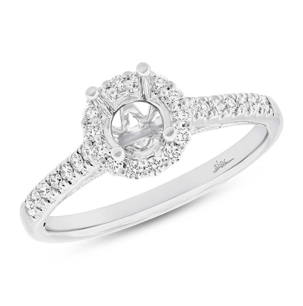 0.27 Ctw 18k White Gold Diamond Semi-mount Ring For 0.50 Ctw Center