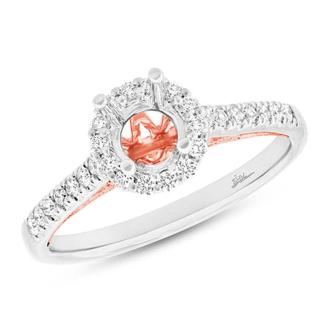 0.27 Ctw 18k Two-tone Rose Gold Diamond Semi-mount Ring For 0.50 Ctw Center Size 6.5