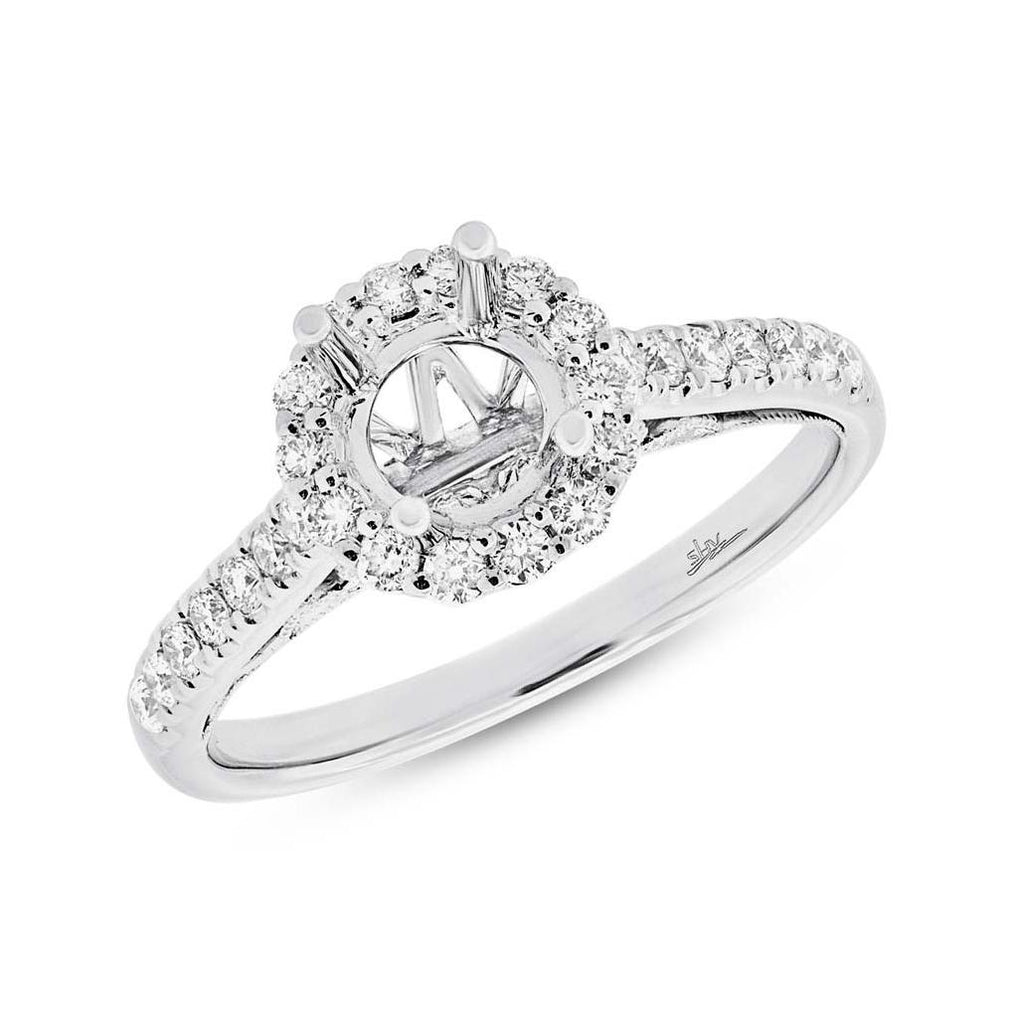 0.41 Ctw 18k White Gold Diamond Semi-mount Ring For 0.75 Ctw Center Size 6.5