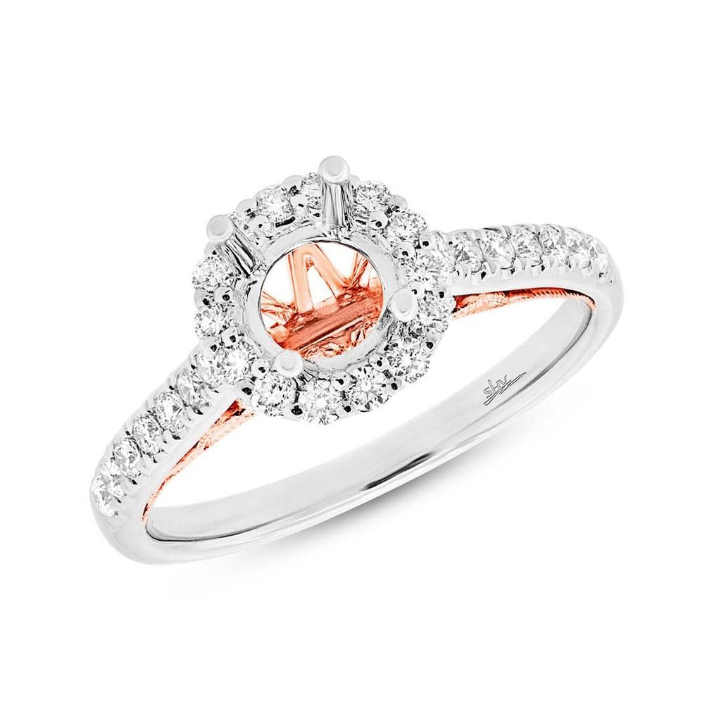 0.41 Ctw 18k Two-tone Rose Gold Diamond Semi-mount Ring For 0.75 Ctw Center