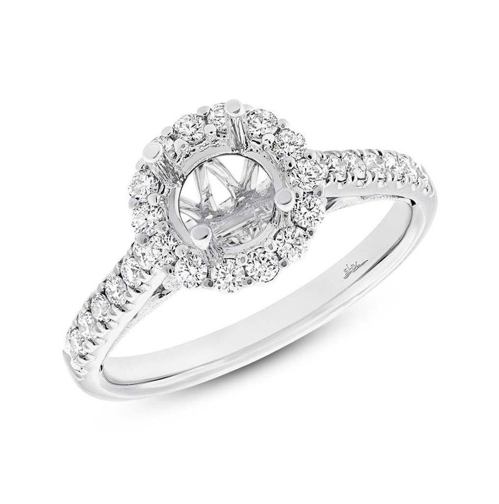 0.49 Ctw 18k White Gold Diamond Semi-mount Ring For 1.00 Ctw Center Size 6.5