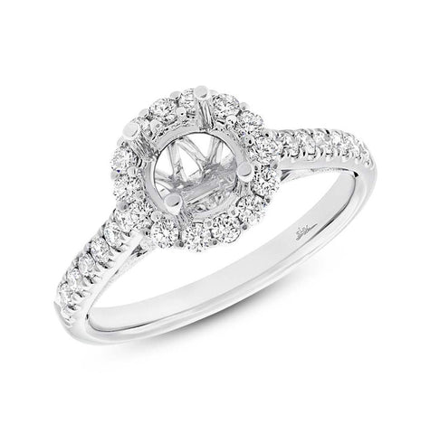 0.49 Ctw 18k White Gold Diamond Semi-mount Ring For 1.00 Ctw Center Size 6.5