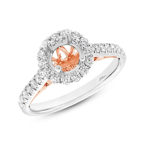 0.49 Ctw 18k Two-tone Rose Gold Diamond Semi-mount Ring For 1.00 Ctw Center Size 6.5