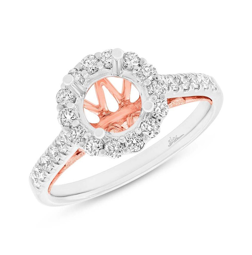 0.58 Ctw 18k Two-tone Rose Gold Diamond Semi-mount Ring For 1.50 Ctw Center