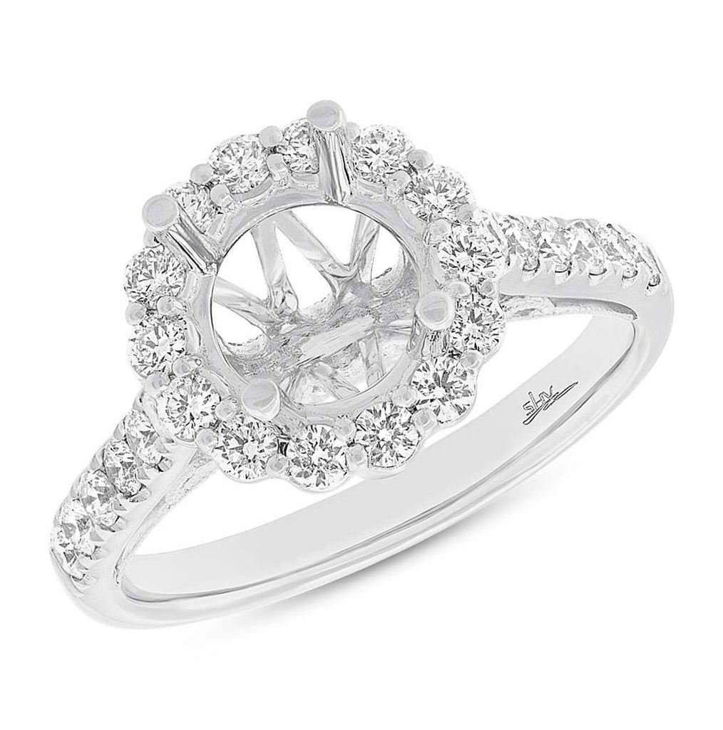 0.74 Ctw 18k White Rose Gold Diamond Semi-mount Ring For 2.00 Ctw Center Size 6.5