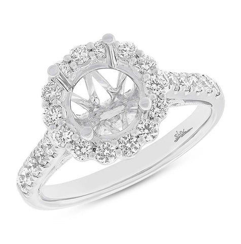 0.74 Ctw 18k White Rose Gold Diamond Semi-mount Ring For 2.00 Ctw Center Size 6.5