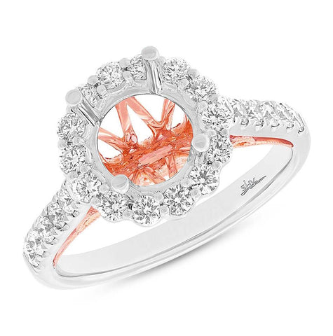 0.74 Ctw 18k Two-tone Rose Gold Diamond Semi-mount Ring For 2.00 Ctw Center