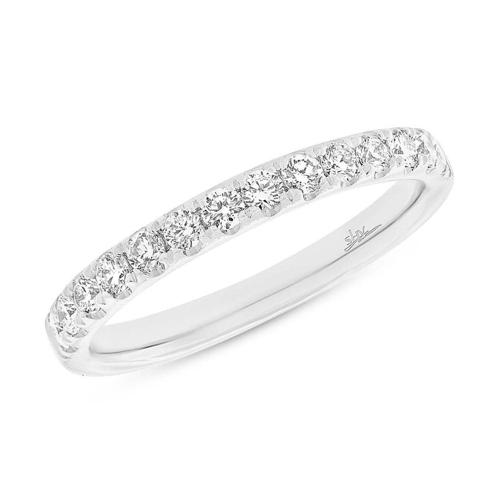 0.42 Ctw 18k White Gold Diamond Womens Band Size 6.5