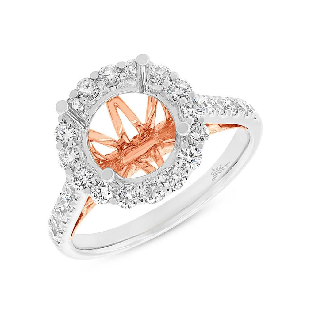 0.86 Ctw 18k Two-tone Rose Gold Diamond Semi-mount Ring For 3.00 Ctw Center