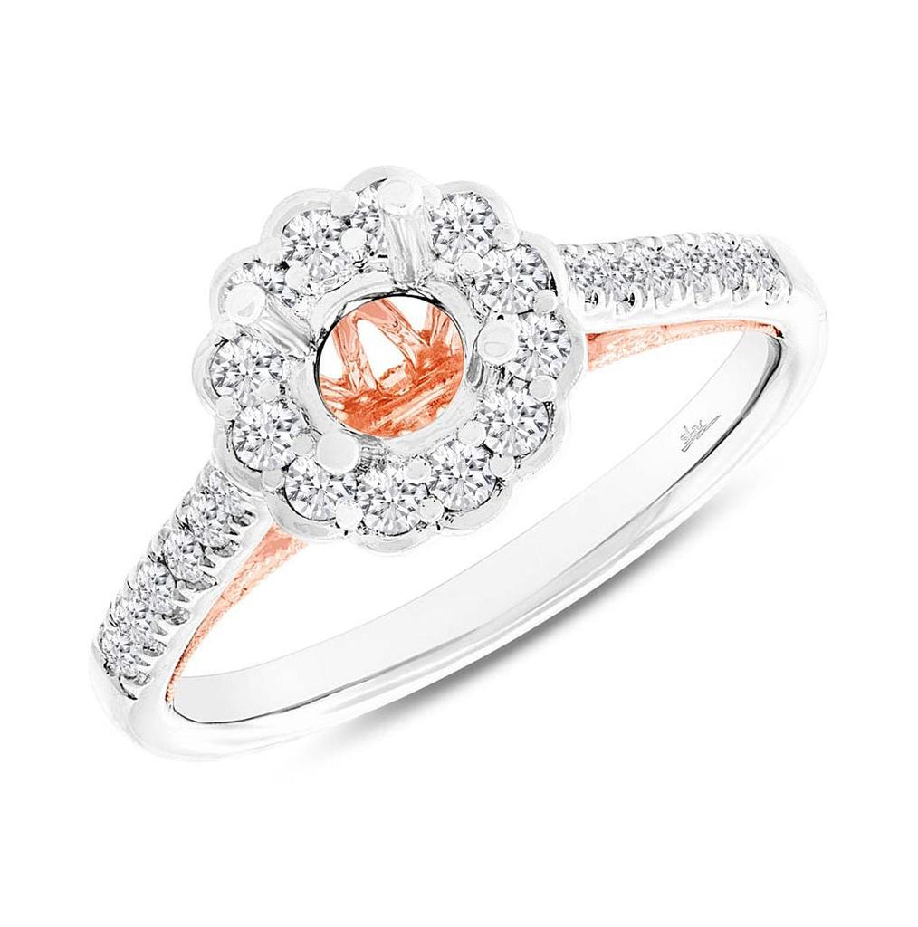 0.39 Ctw 18k Two-tone Rose Gold Diamond Semi-mount Ring For 0.50 Ctw Center Size 6.5