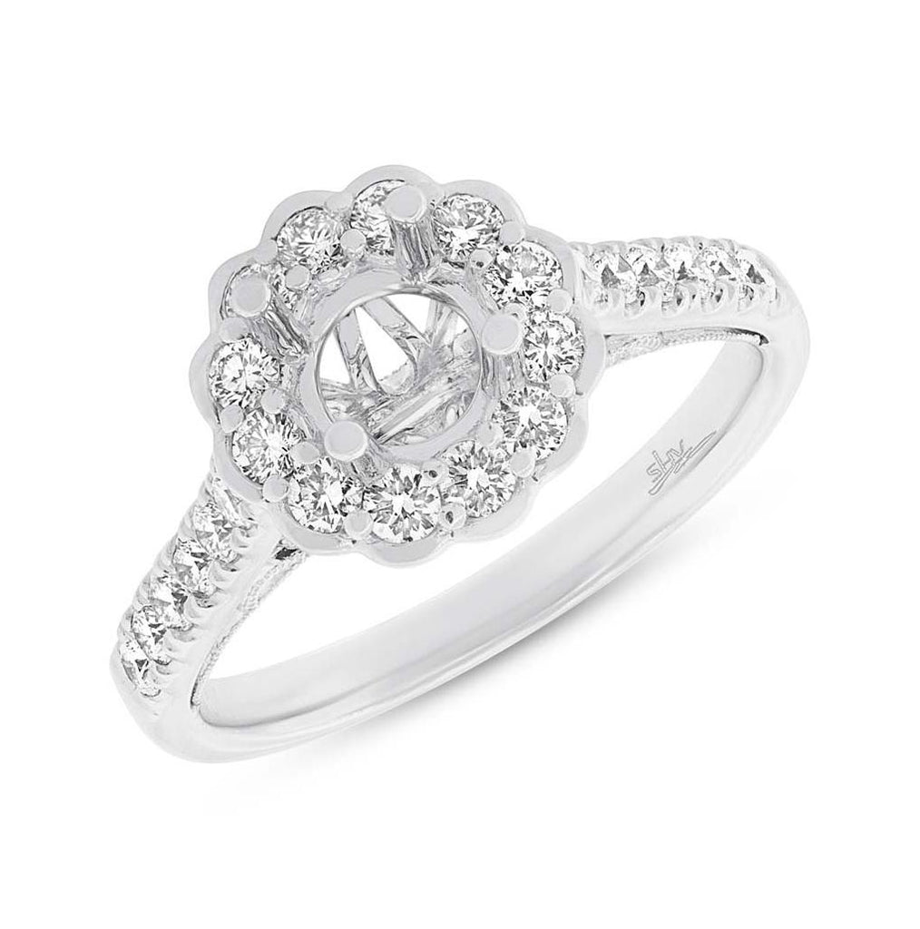 0.63 Ctw 18k White Gold Diamond Semi-mount Ring For 0.75 Ctw Center Size 6.5