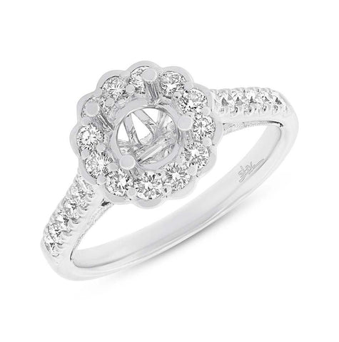 0.63 Ctw 18k White Gold Diamond Semi-mount Ring For 0.75 Ctw Center Size 6.5