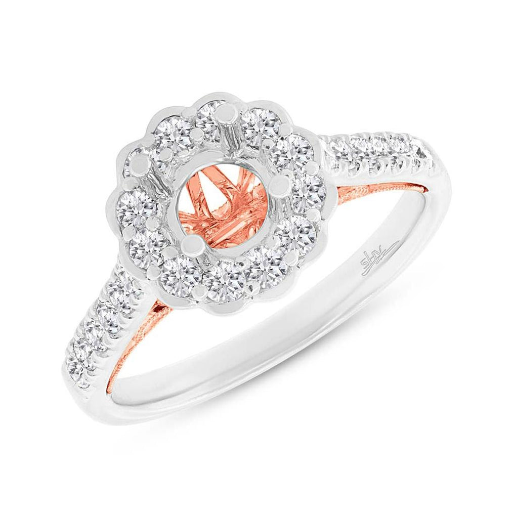 0.63 Ctw 18k Two-tone Rose Gold Diamond Semi-mount Ring For 0.75 Ctw Center