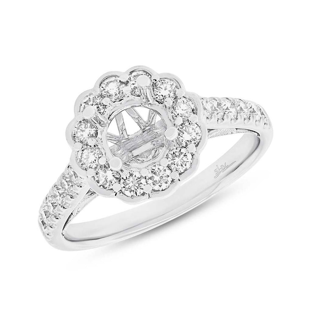 0.75 Ctw 18k White Gold Diamond Semi-mount Ring For 1.00 Ctw Center Size 6