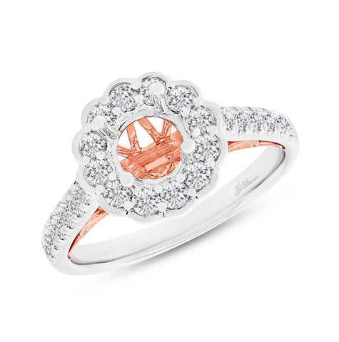 0.75 Ctw 18k Two-tone Rose Gold Diamond Semi-mount Ring For 1.00 Ctw Center Size 6.5