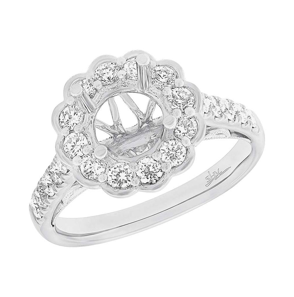 0.79 Ctw 18k White Gold Diamond Semi-mount Ring For 1.50 Ctw Center Size 6.5