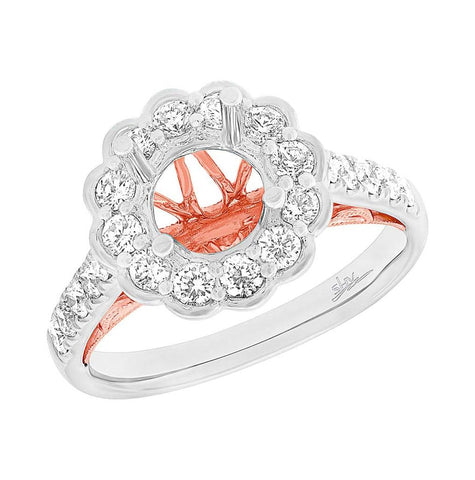 0.79 Ctw 18k Two-tone Rose Gold Diamond Semi-mount Ring For 1.50 Ctw Center Size 6.5