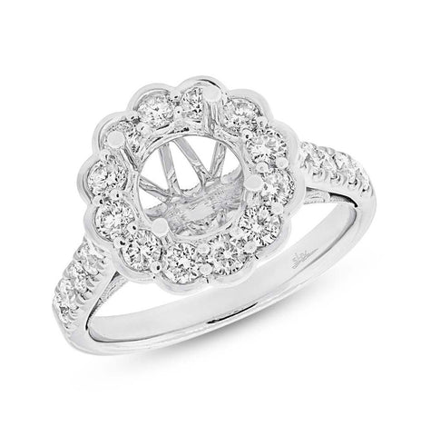 0.98 Ctw 18k White Gold Diamond Semi-mount Ring For 2.00 Ctw Center