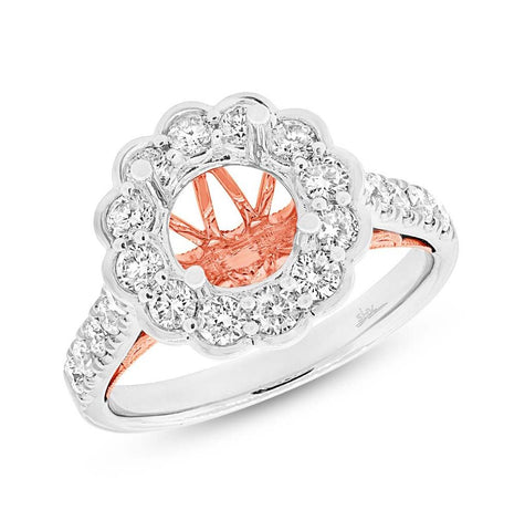 0.98 Ctw 18k Two-tone Rose Gold Diamond Semi-mount Ring For 2.00 Ctw Center Size 6.5