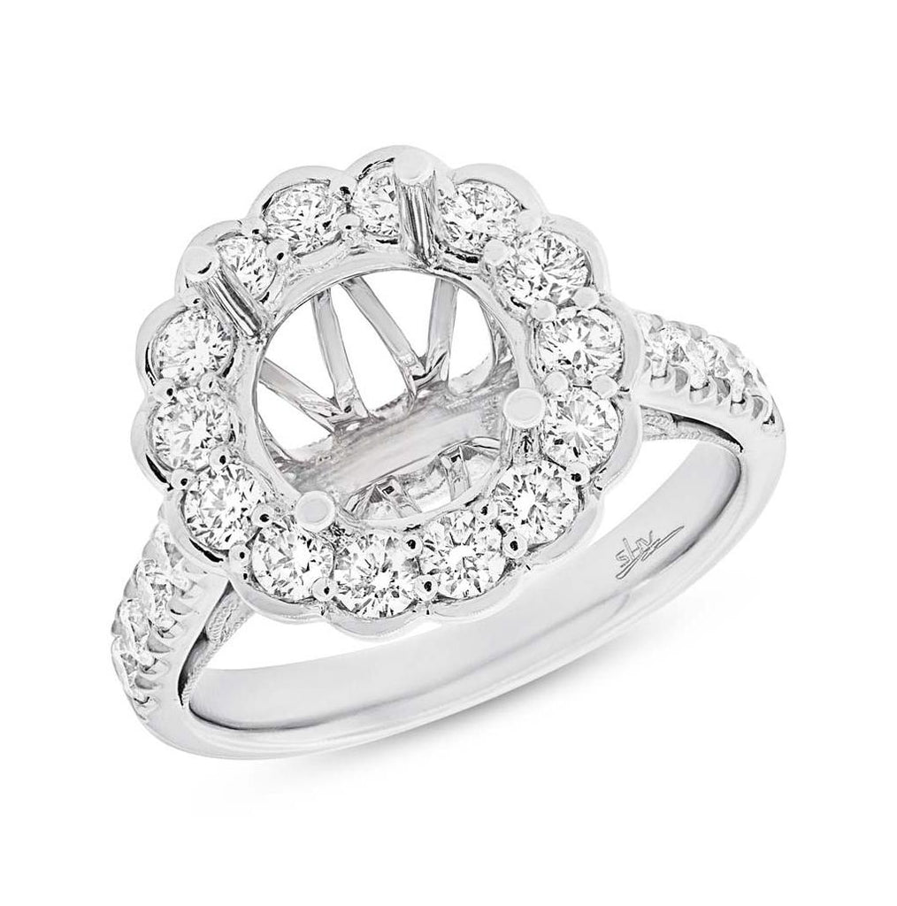 1.28 Ctw 18k White Gold Diamond Semi-mount Ring For 3.00 Ctw Center Size 6.5