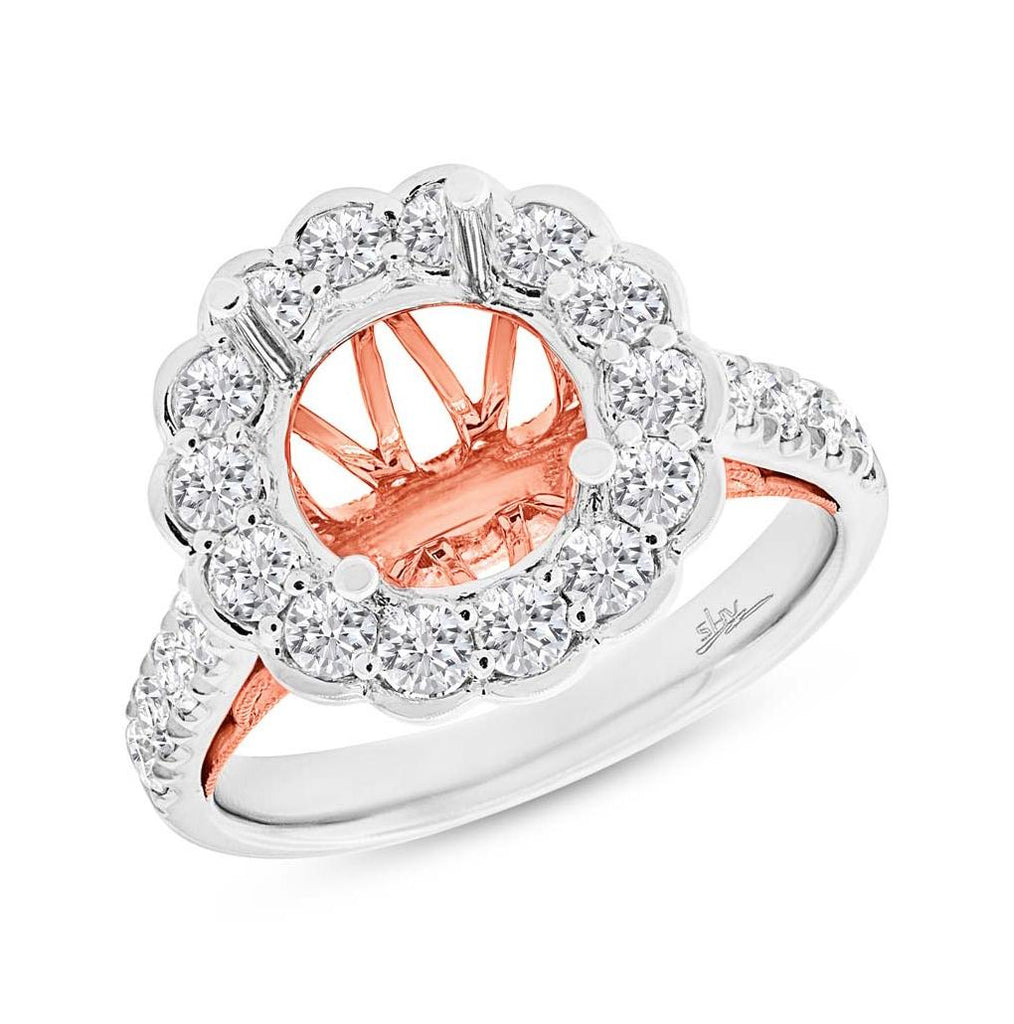 1.28 Ctw 18k Two-tone Rose Gold Diamond Semi-mount Ring For 3.00 Ctw Center Size 6.5