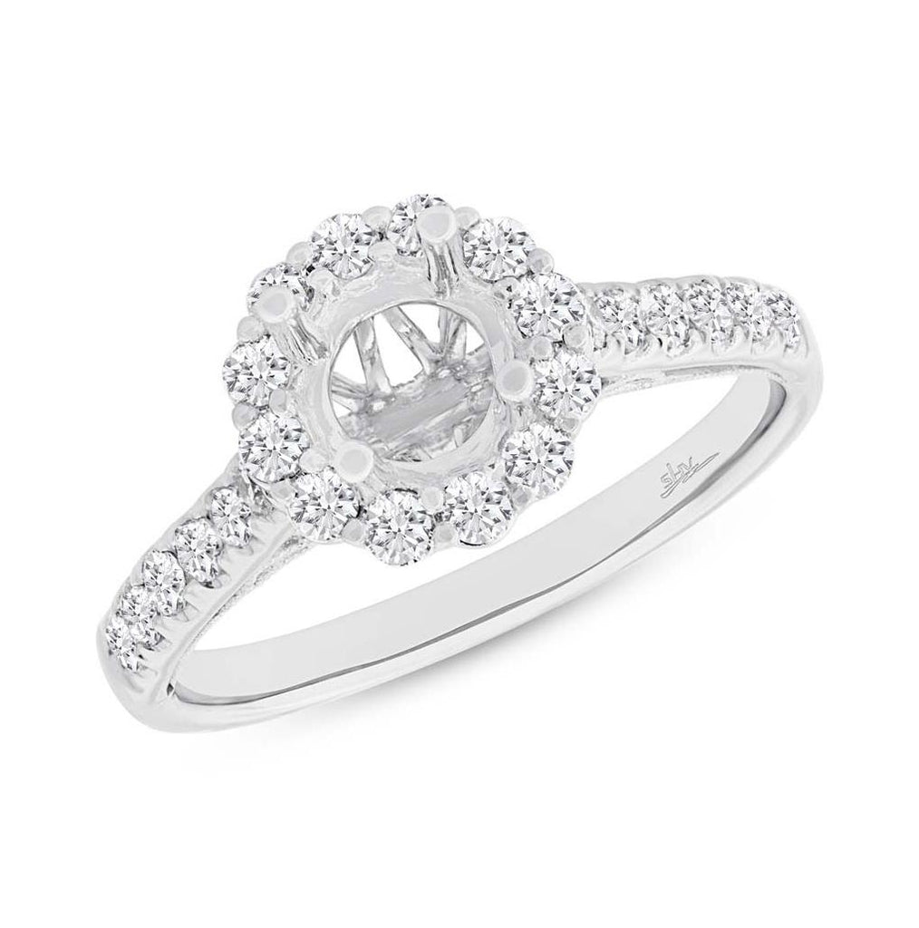 0.58 Ctw 18k White Gold Diamond Semi-mount Ring For 0.75 Ctw Center Size 6.5