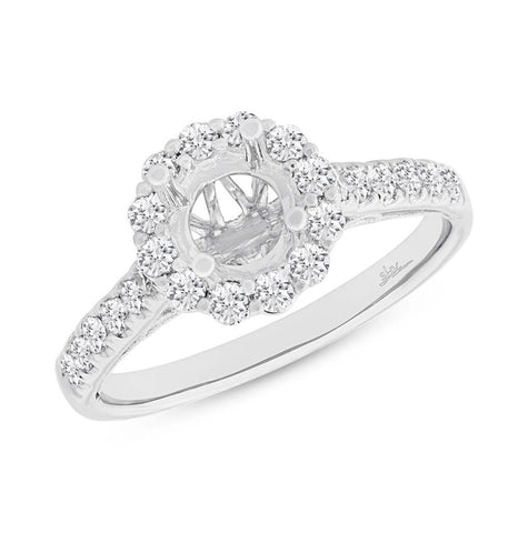 0.58 Ctw 18k White Gold Diamond Semi-mount Ring For 0.75 Ctw Center Size 6.5