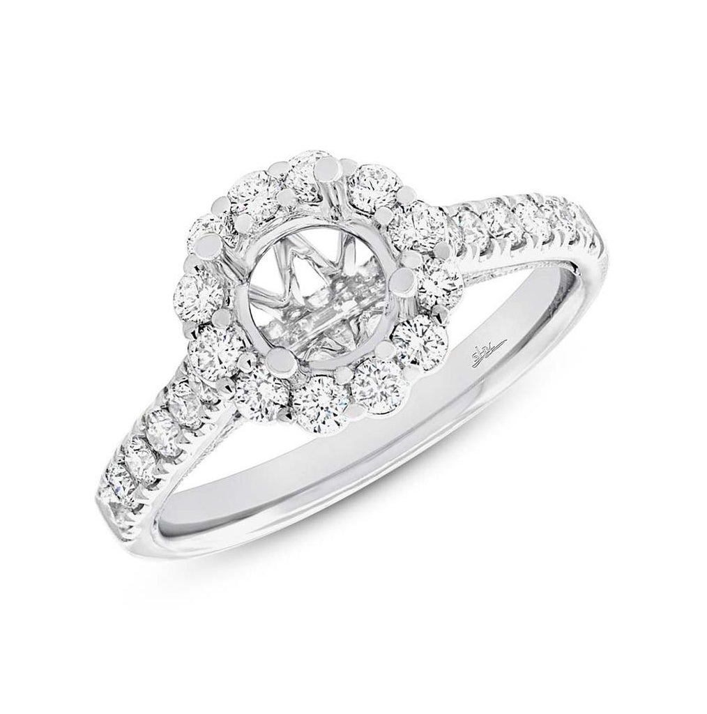 0.68 Ctw 18k White Gold Diamond Semi-mount Ring For 1.00 Ctw Center Size 6.5