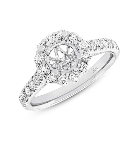 0.68 Ctw 18k White Gold Diamond Semi-mount Ring For 1.00 Ctw Center Size 6.5
